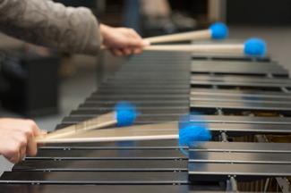 Percussionist playing xylophone